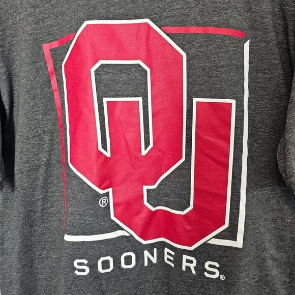 Fanatics OU Sooners T-Shirt Men Size Large Dark Grey Red University of Oklahoma - Picture 3 of 7